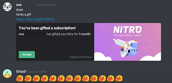 free discord nitro gift link