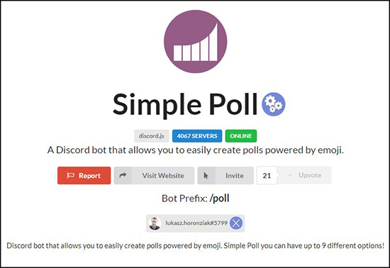 Бот simple poll для дискорд команды